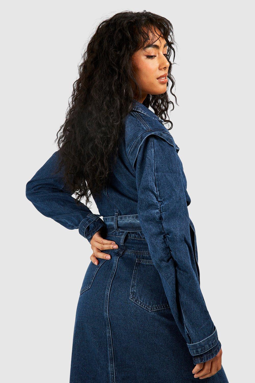 Belted denim clearance trench coat